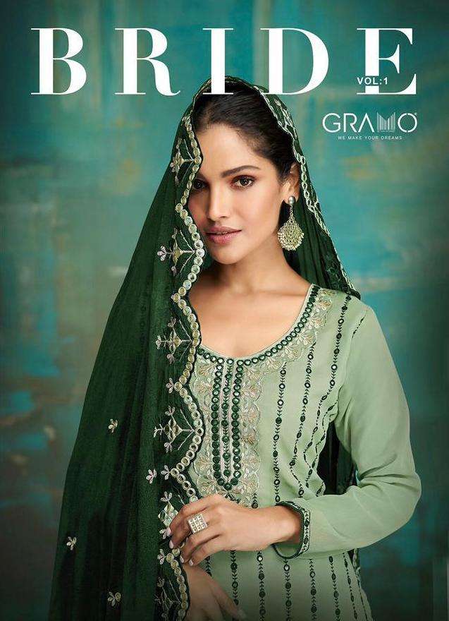 Bride Vol 1 By Gramo 3 Piece Readymade Top Bottom With Dupatta