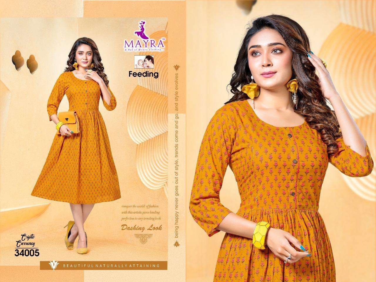 Cripto Currency By Mayra Heavy Pure 60*60 Cambric Jaipuri Cotton Umbrella Ghera Kurti With Full Interlock On Each Joint Feeding Top Kurti Catlog Wholesaler Best Rate In Surat