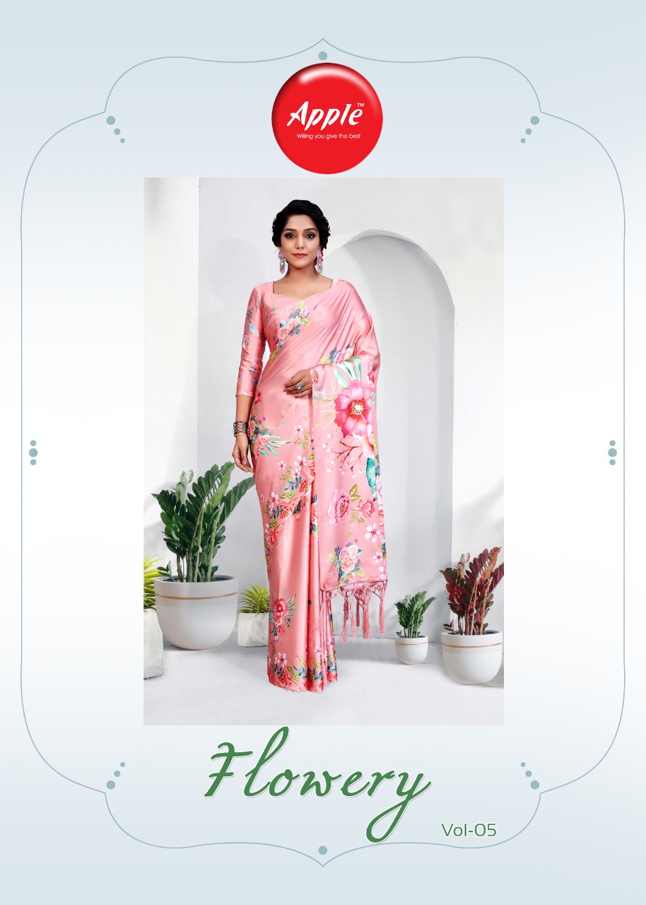Flowery Vol 5 By Apple Crape Printed Formal Wear Summer Special Saree