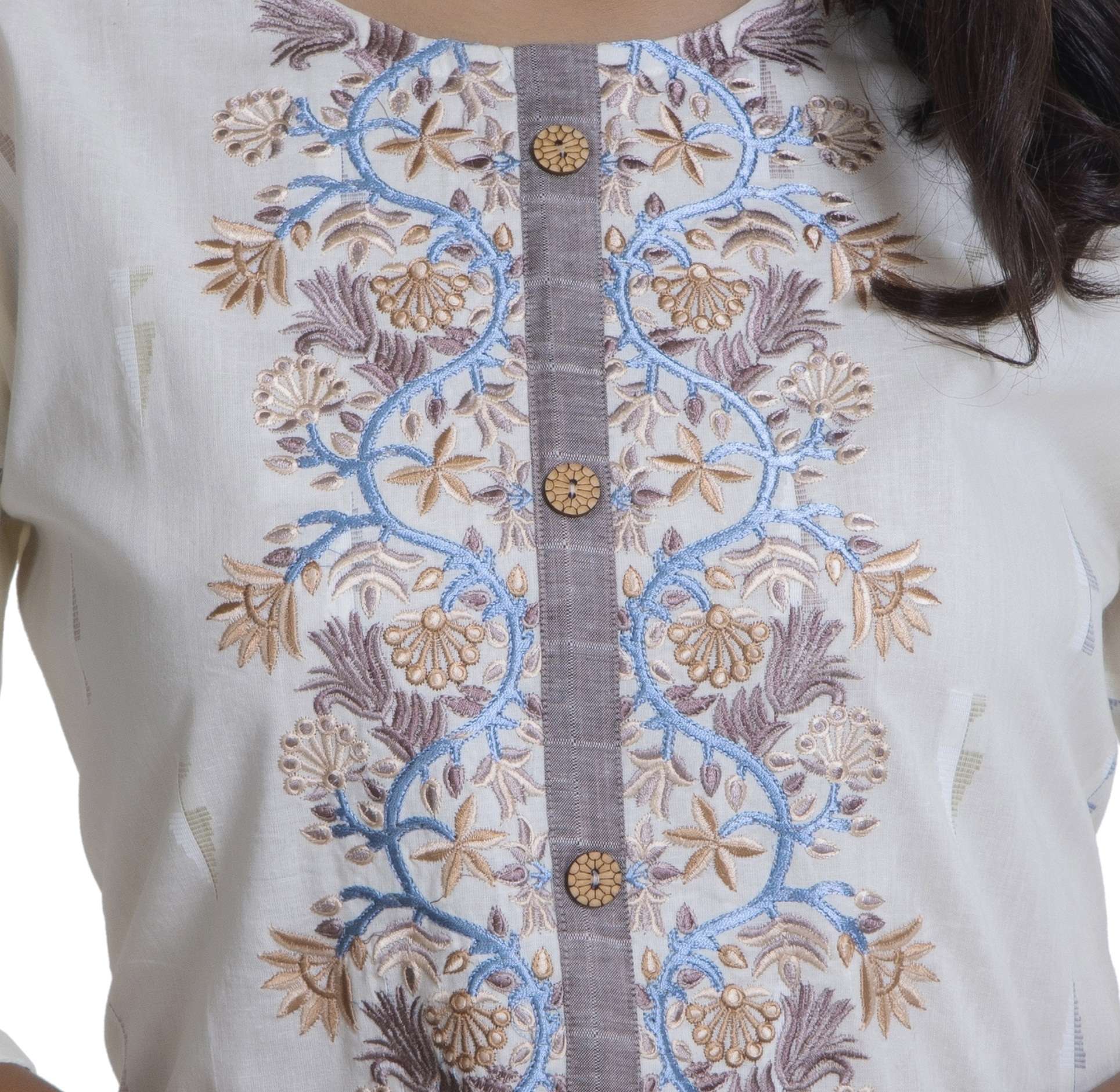 Ikkat Cotton Print With Embroidery And Plazzo
