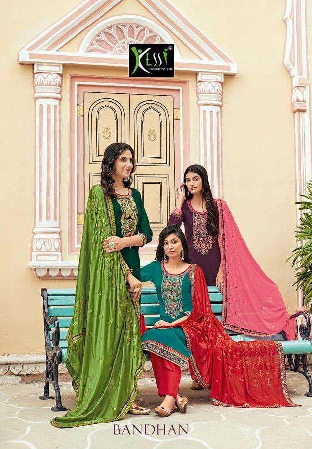 Kessi Bandhan Jam Silk Work Fancy Suits Wholesaler
