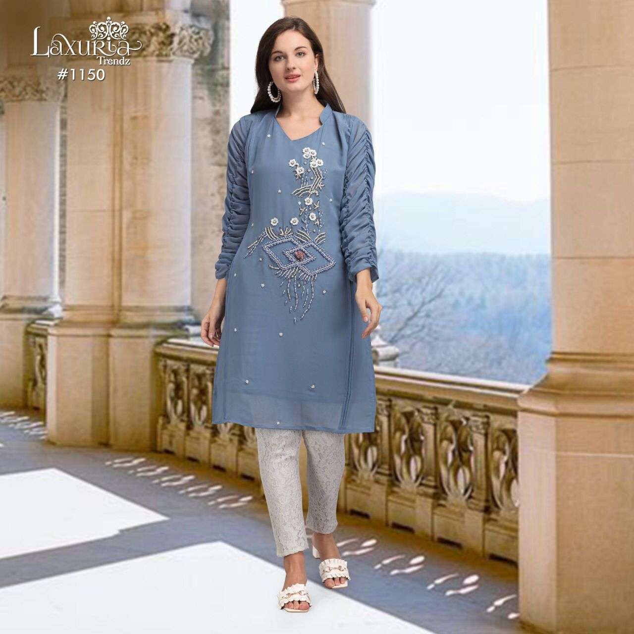 Laxuria 1150 Georgette Pakistani Kurti With Pant