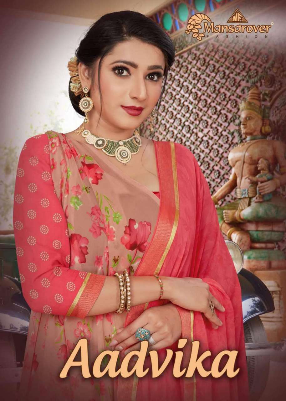 Mansarover Fashion Aadvika Weightless Printed Half Half Stle Saree