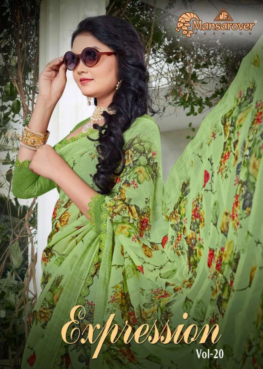 Mansarover Fashion Expression Vol 20 Pure Chiffon Print Saree Seller