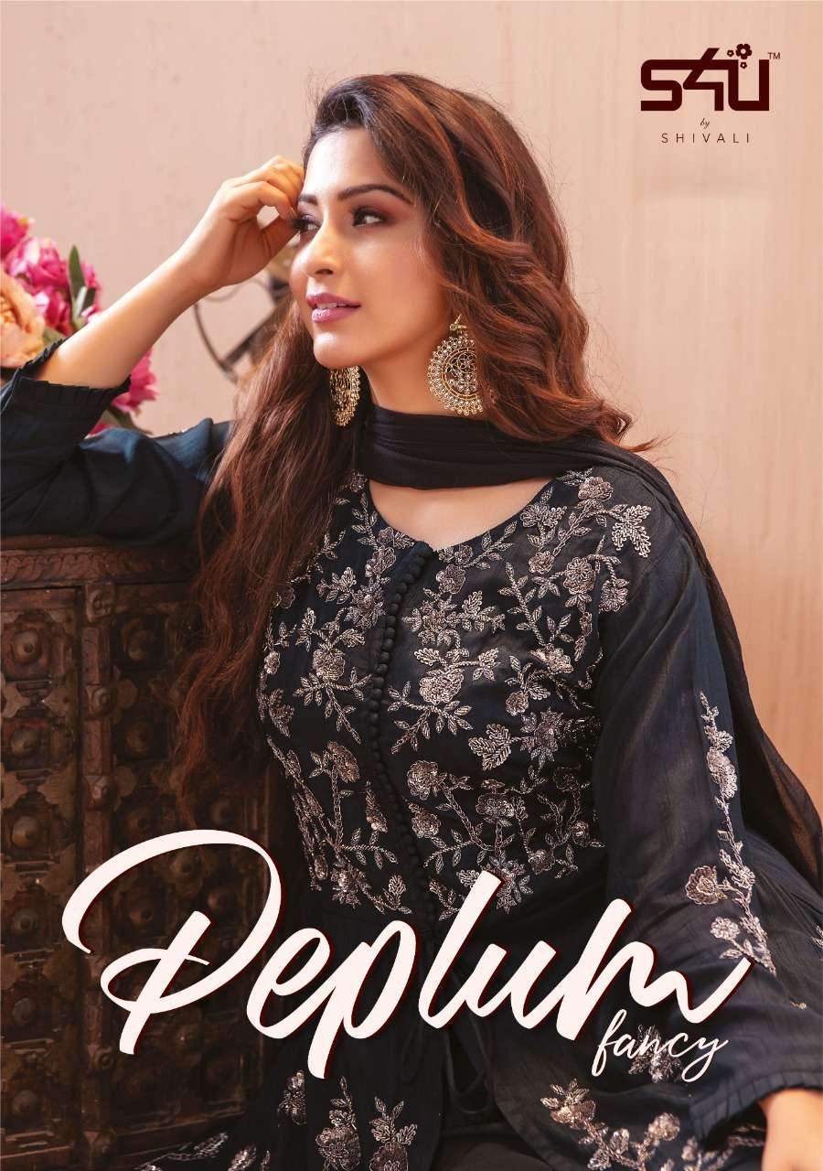 Peplum Fancy By S4u Georgette Skirt Style Peplum Suits