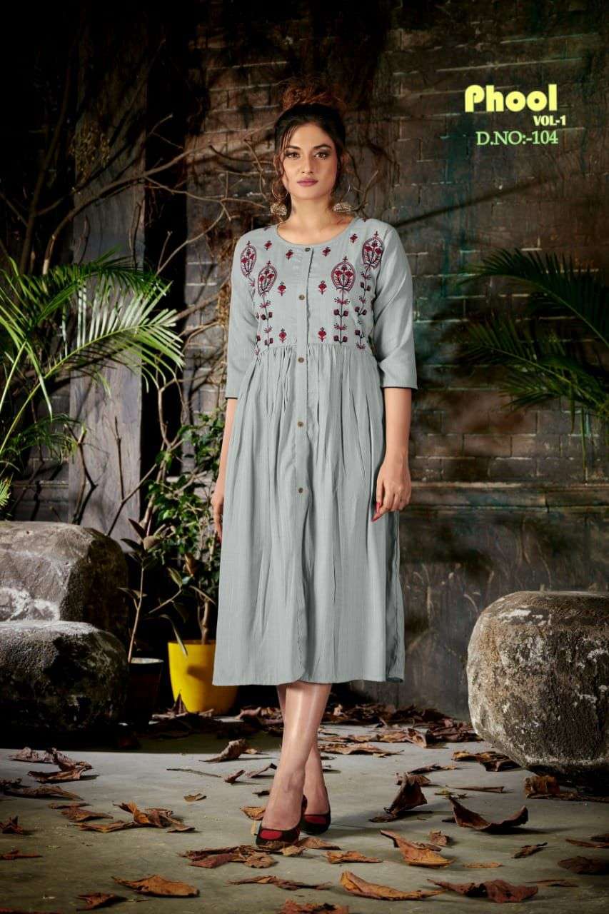 Phool Vol -1 Heavy Rayon With Work Kurti Catlog Wholesaler Best Rate In Surat