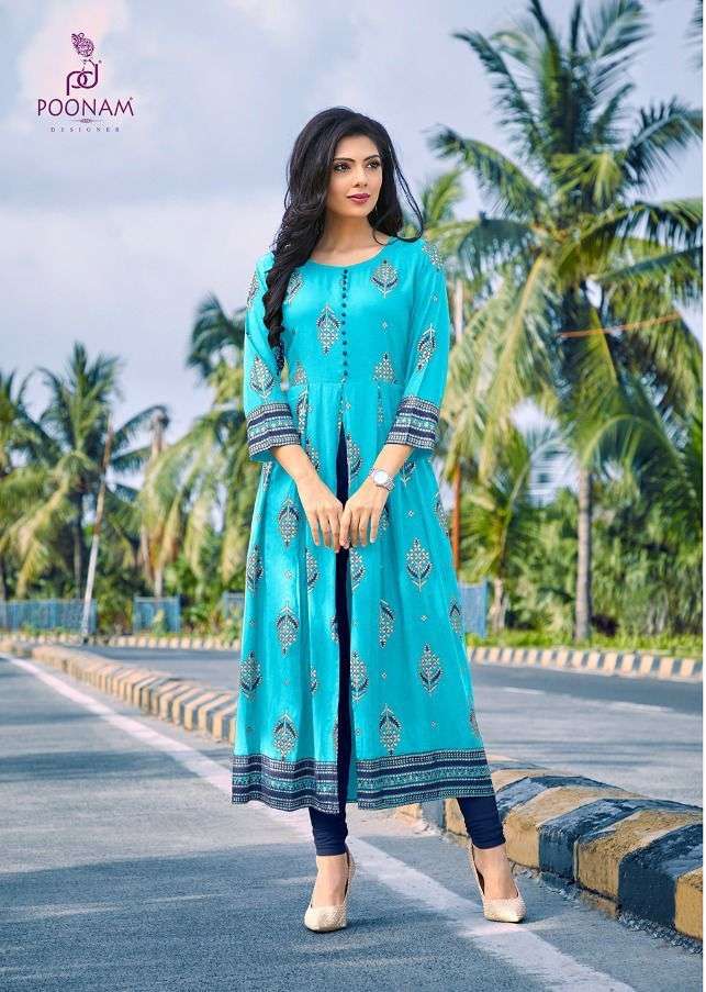 Poonam Akshara Rayon Center Cut Kurti Wholesaler