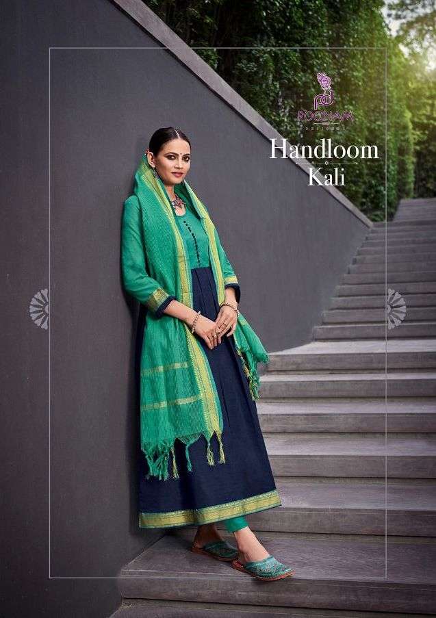 Poonam Handloom Kali Cotton Jacquard Long Gown With Dupatta