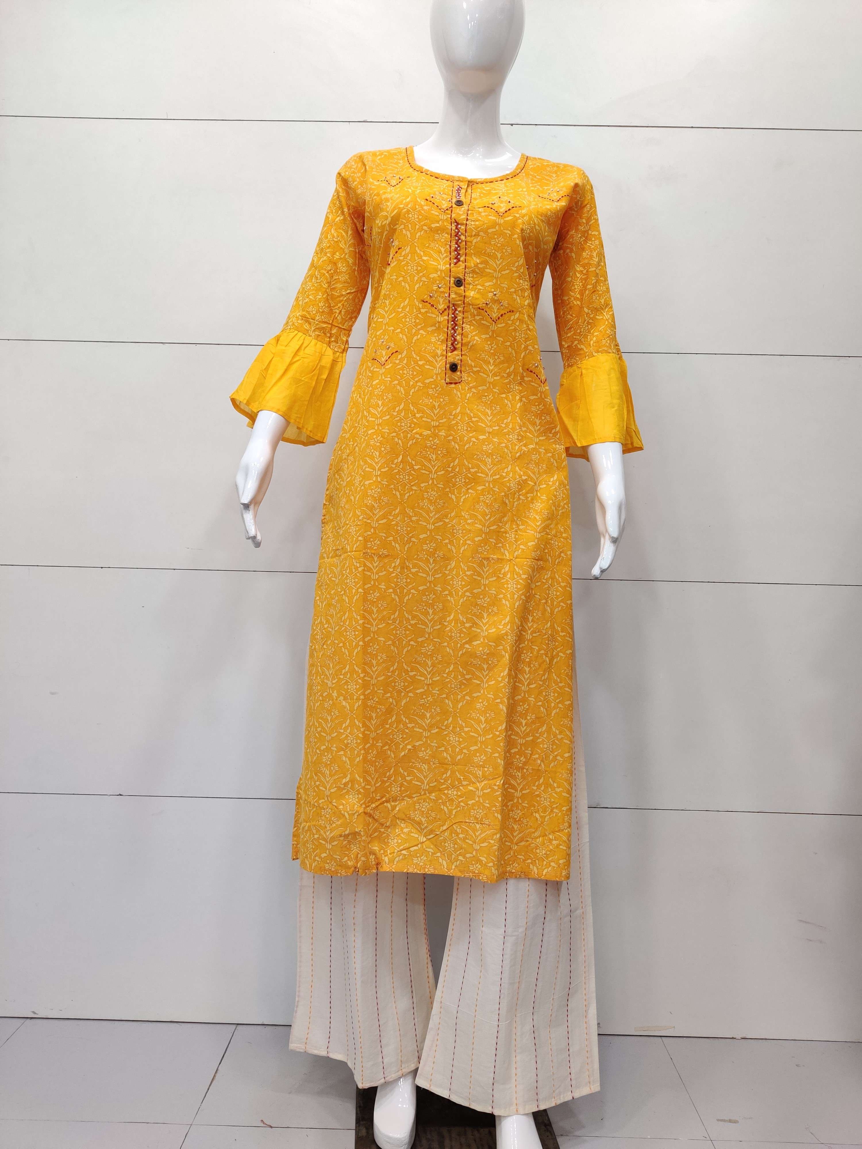 Premium Organic Cotton Print Top With Designer Plazo