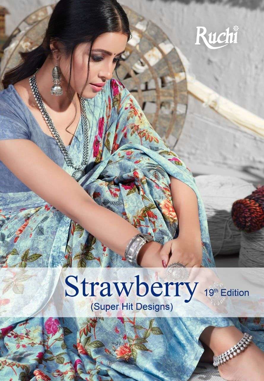Ruchi Strawberry Vol 19 Printed Chiffon Sarees