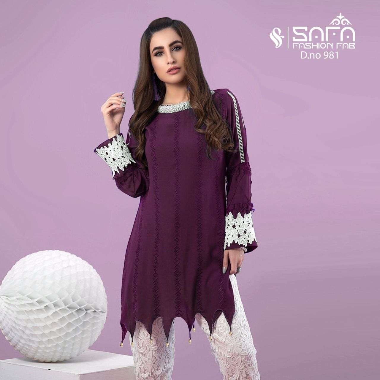 Safa 981 Pakistani Readymade Kurti With Imported Pants