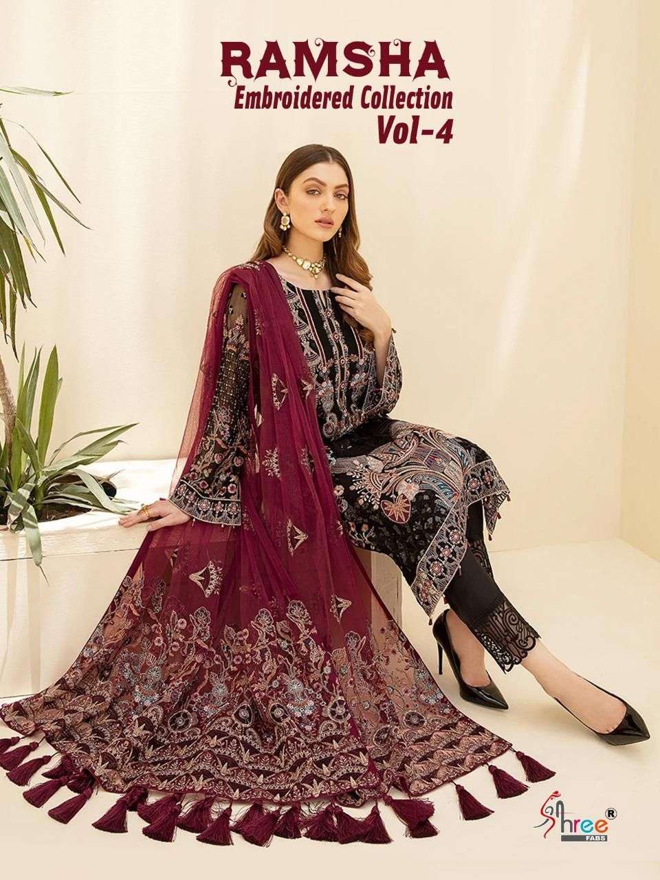 Shree Fabs Ramsha Embroiderd Vol 4 Pakistani Suits Supplier