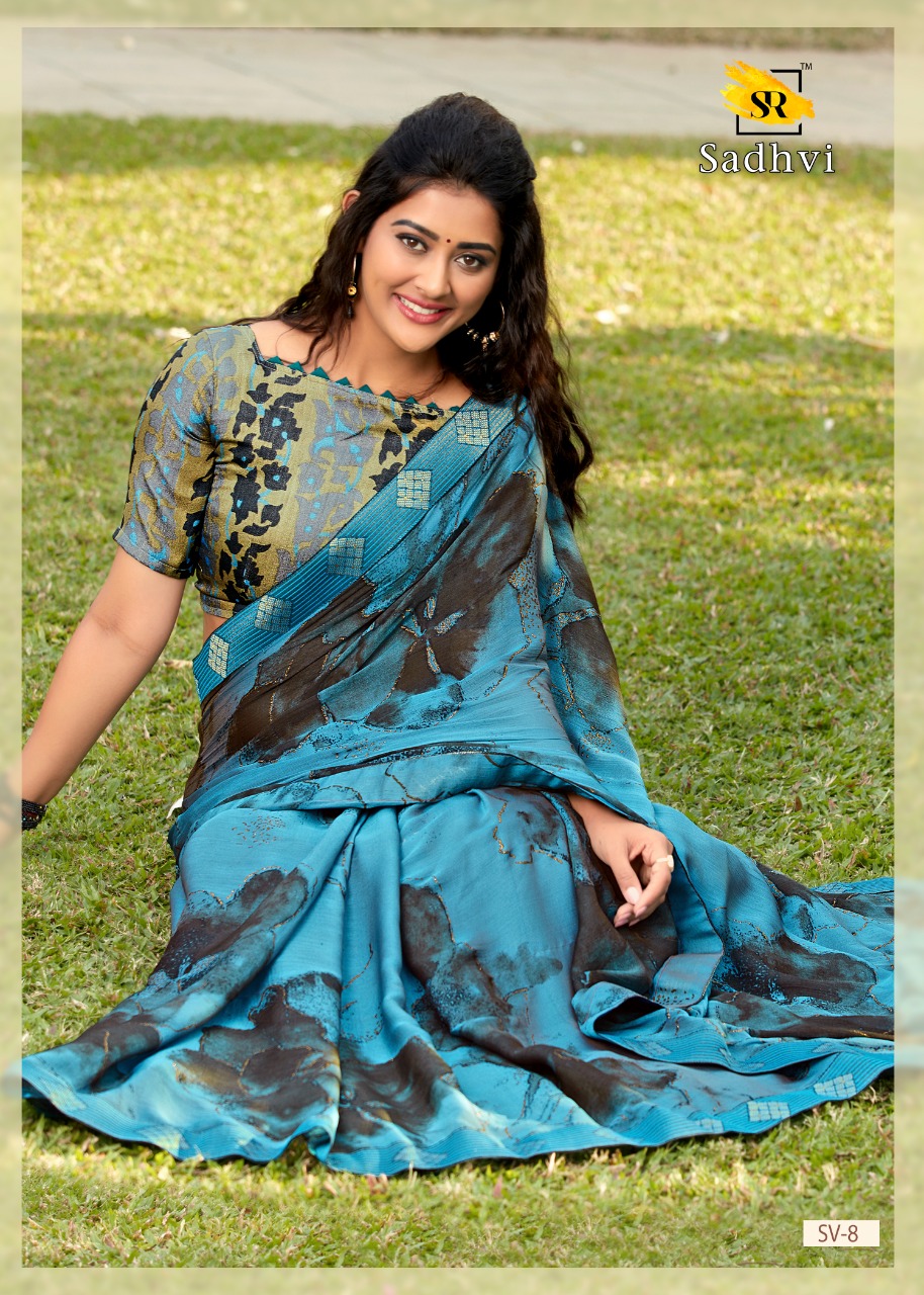 Sr Presents Sadhvi Kashmiri Print With Border Exclusive Synthetic Saree Catalogs Seller