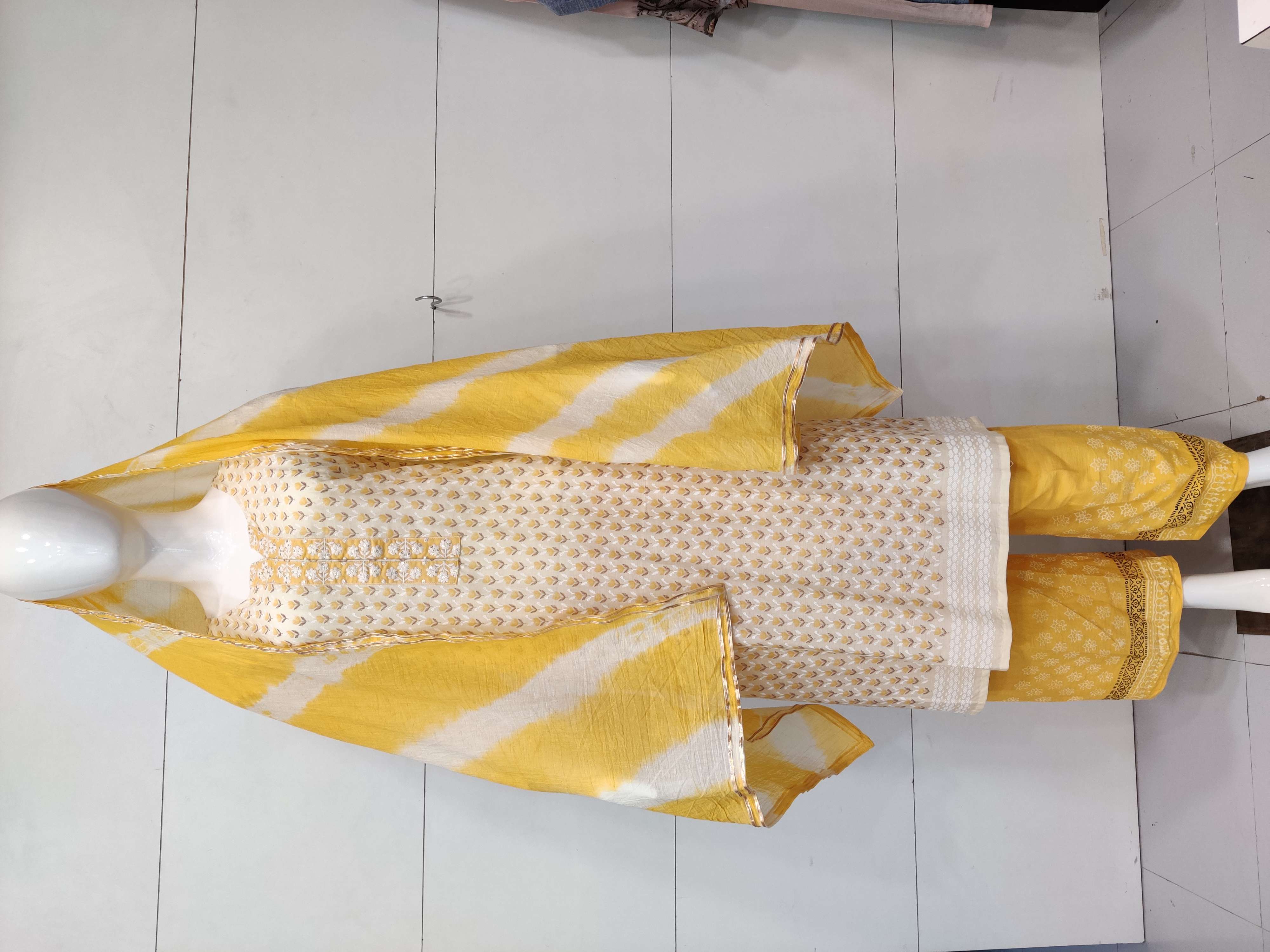 Superior Camric Top With Block Plazo And Lehriya Dupatta