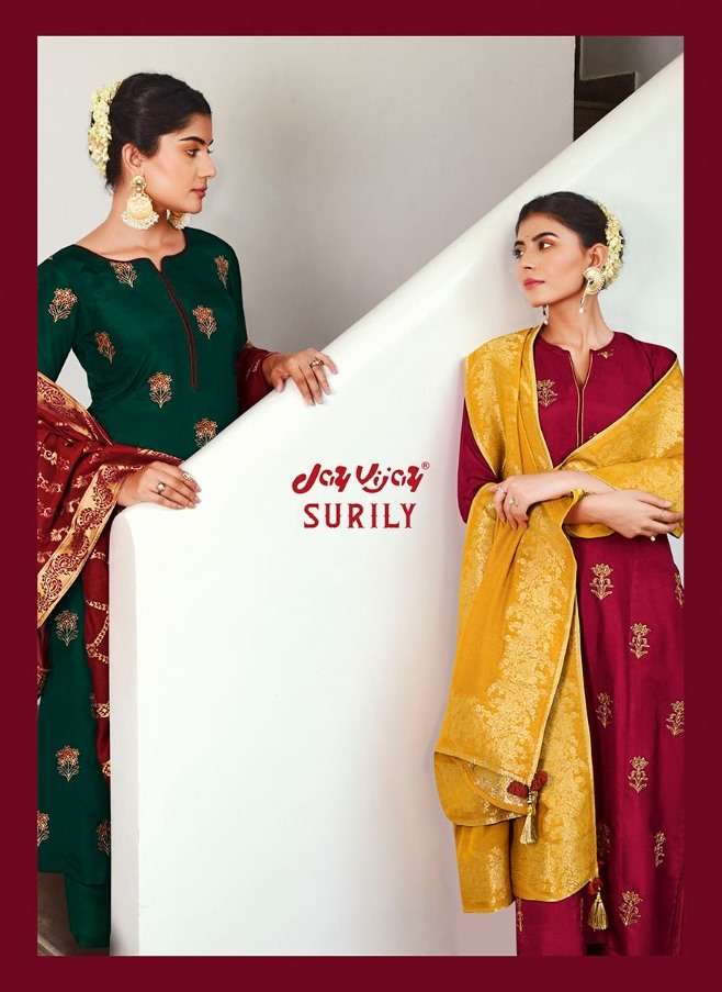 Surily By Jay Vijay Bemberg Silk With Embroidery Work Latest Salwar Suits Collections
