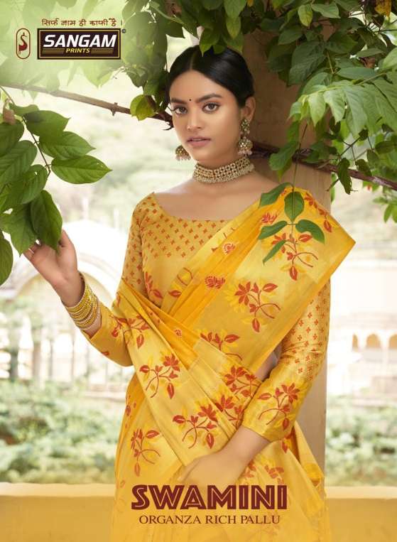 Swamini By Sangam Designer Organza Rich Pallu Weaving Sari Supplier