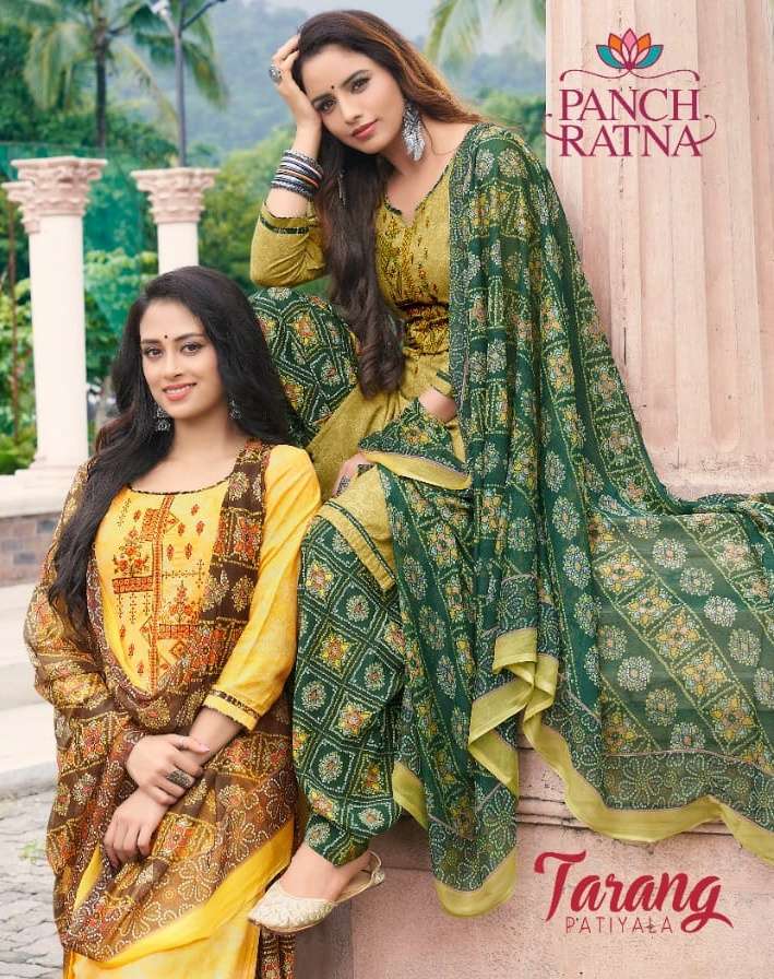 Tarang Patiyala By Panch Ratna Cotton Casual Dress Materials