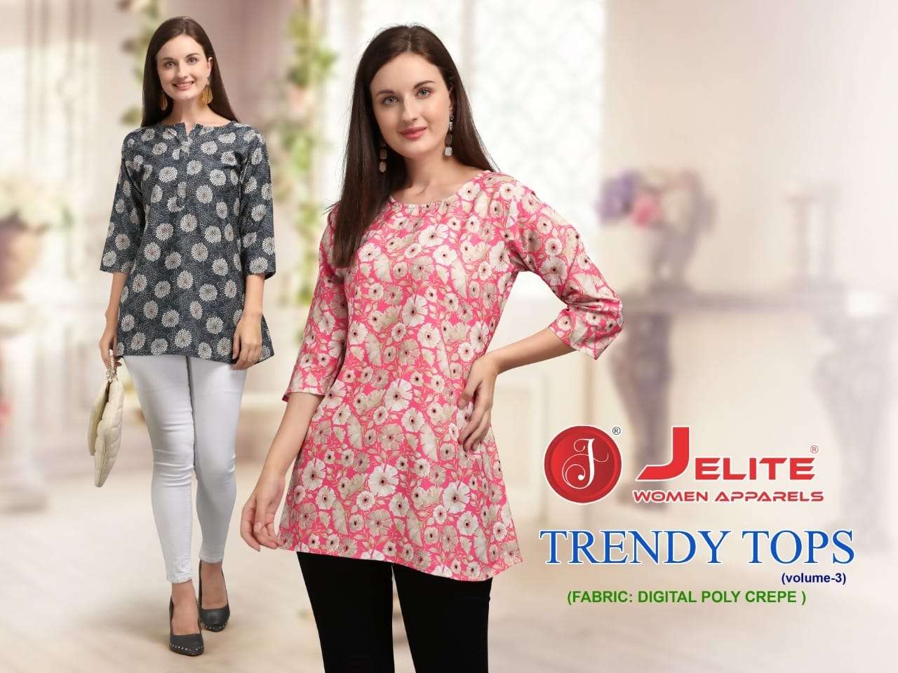 Trendy Top 3 Short Tops By Jelite With Cotton Digital Print