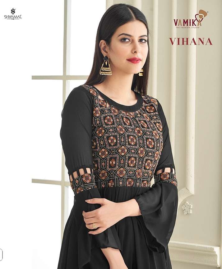 Vamika Vihana Georgette Heavy Embroidery Work Exclusive Long Designer Gown