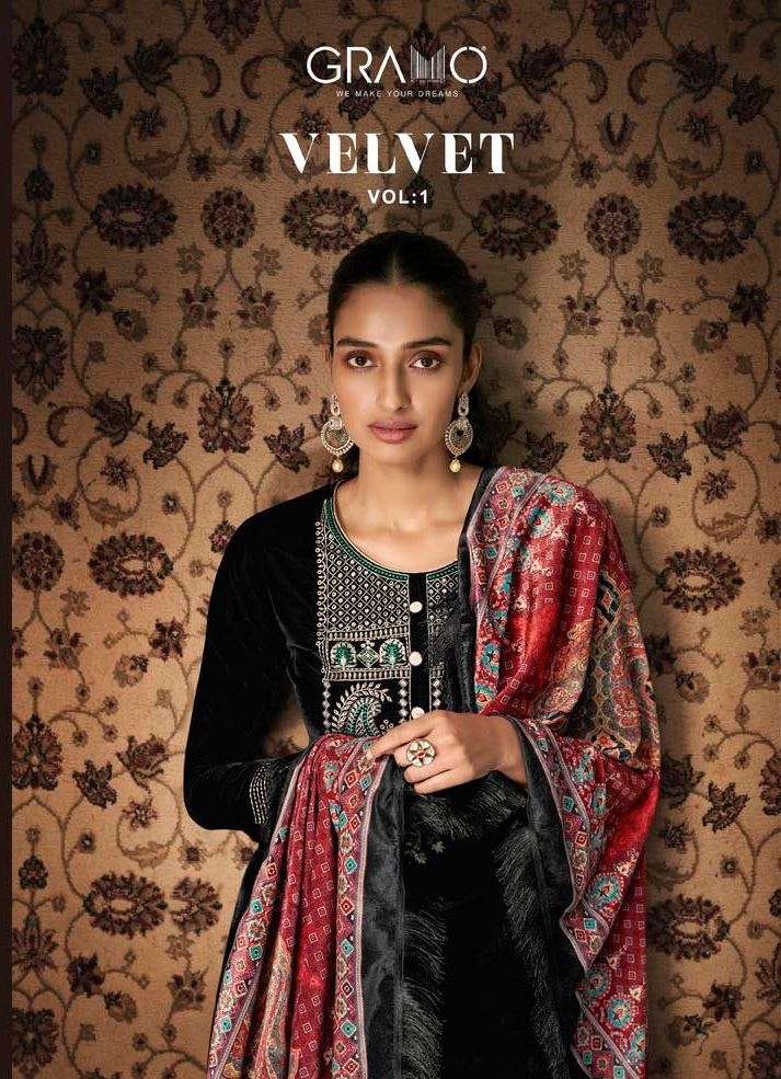 Velvet Vol 1 Party Wear Kurti With Bottom & Dupatta By Gramo