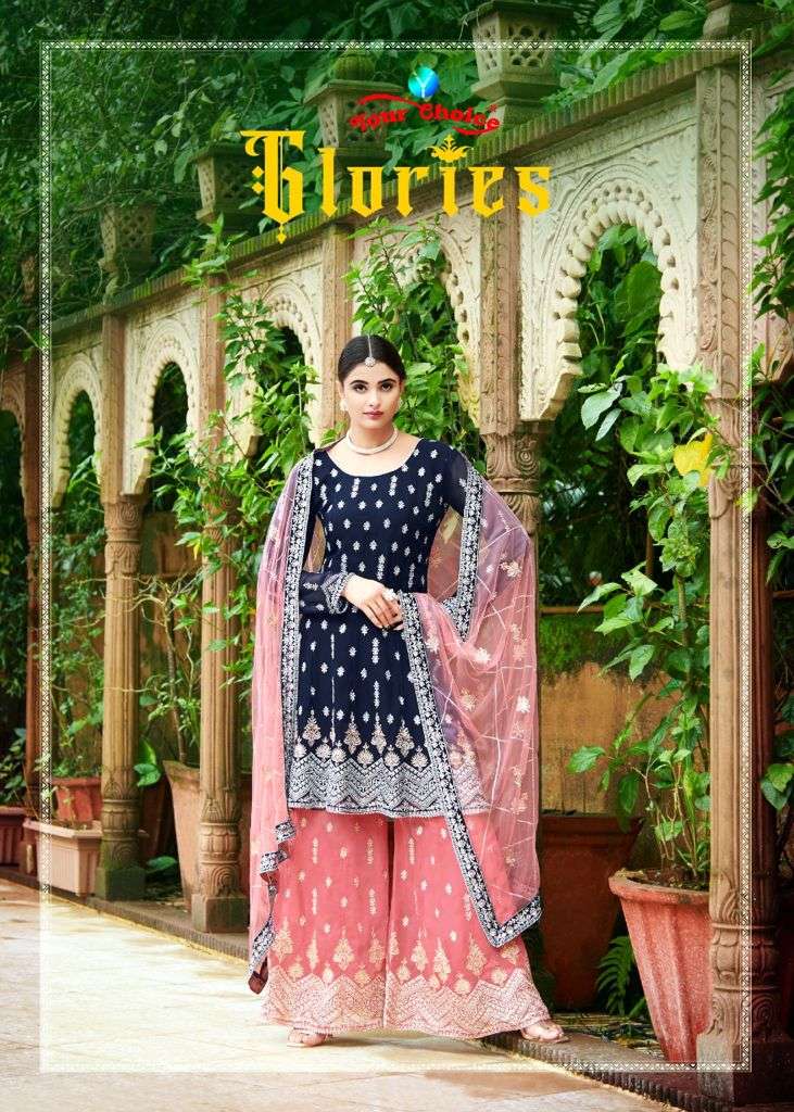 Your Choice Glories Georgette Peplum With Sharara Suits