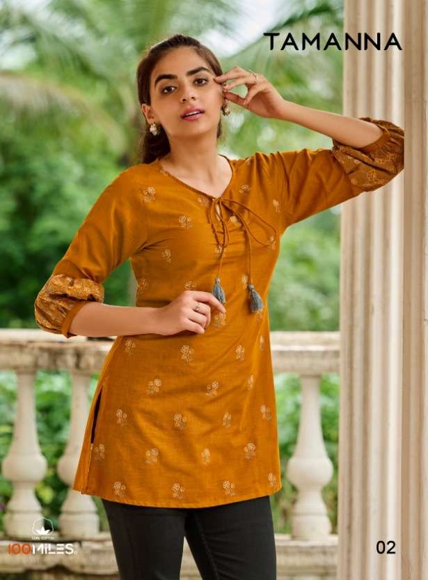 100 miles tamanna cotton short top collection