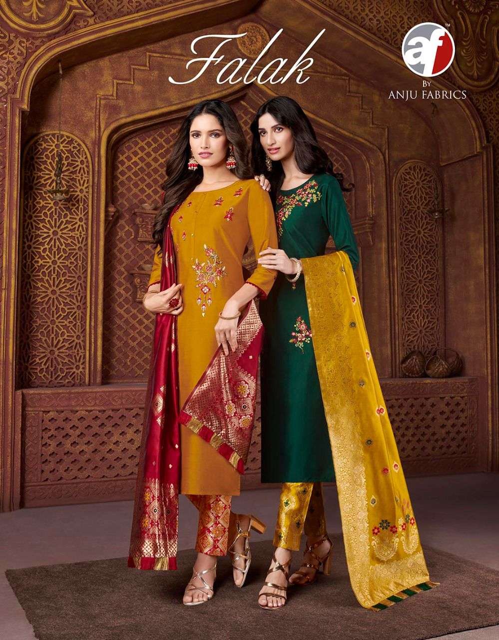 A F kurti introduce new stylish collection falak vol 1 designer silk kurti bottom with dupatta 