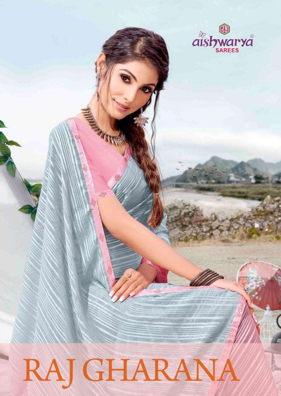 aishwarya raj gharana wetless sattin printed saris supplier 