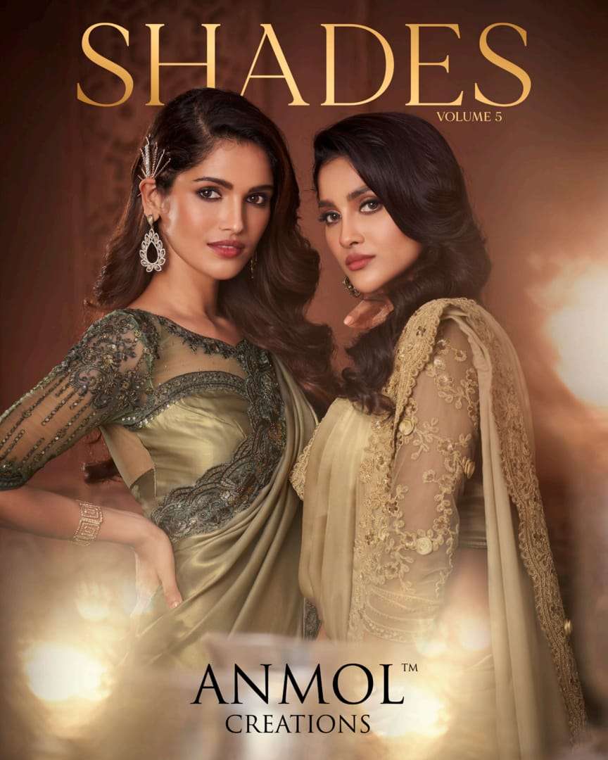 anmol creations shades vol 5 3101-3118 series party wear wedding saris catalog 
