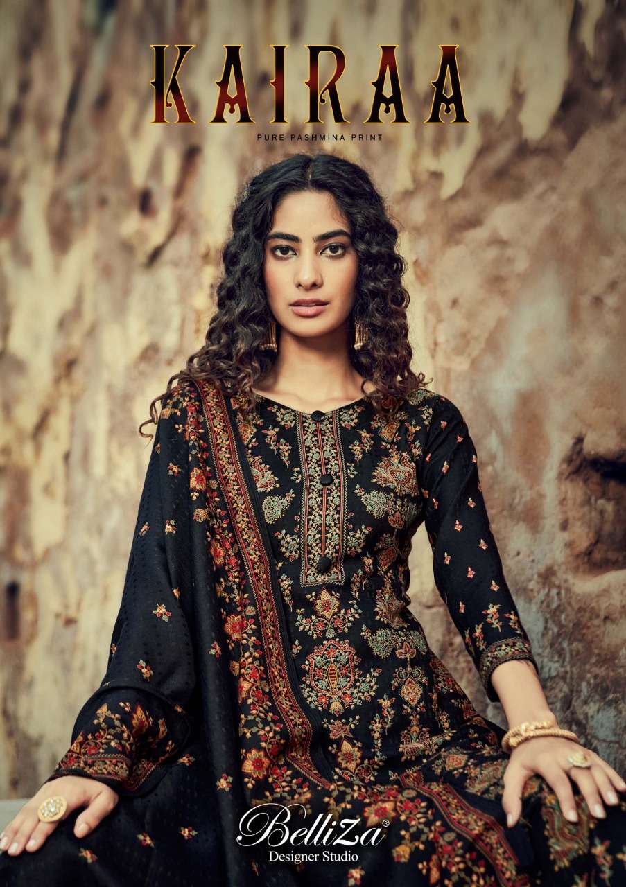 belliza kairaa pashmina winter dress materials with 3 mtr bottom
