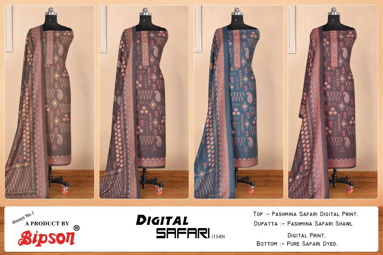 bipson digital safari 1549 woolen pashmina winter dress materials
