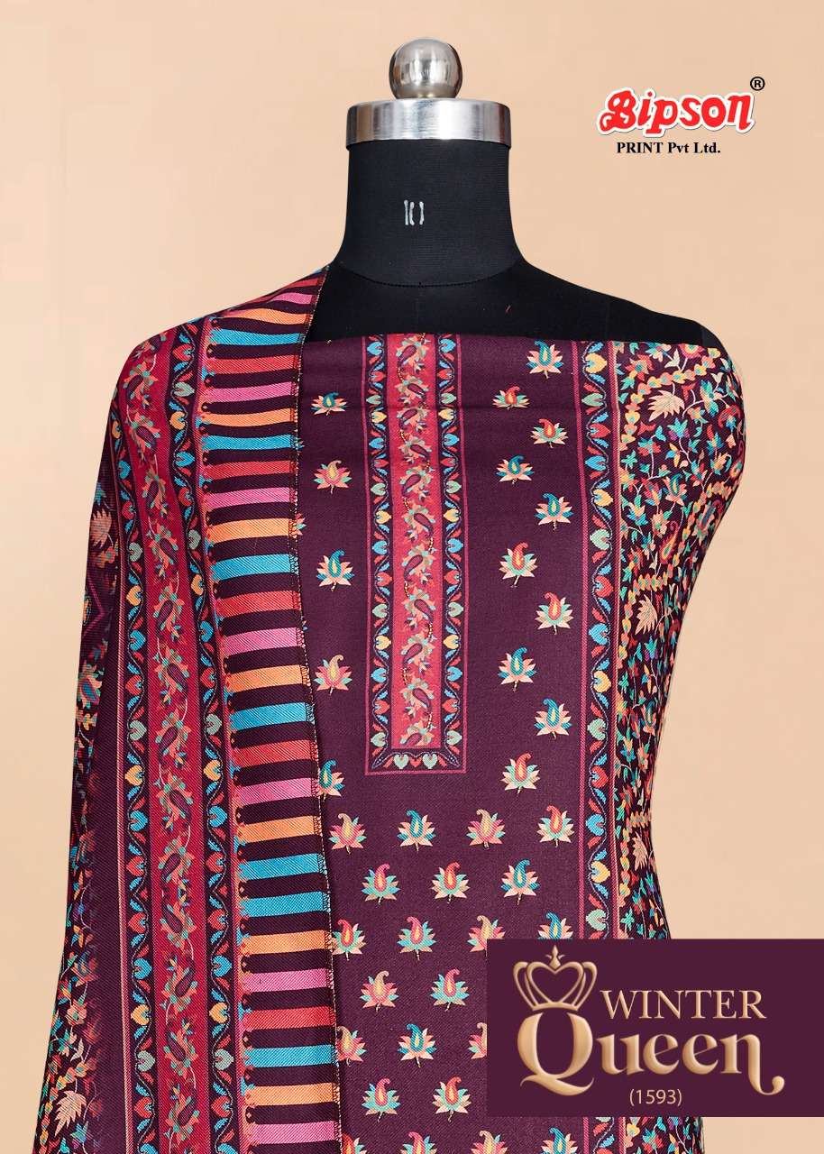bipson winter queen 1593 pashmina print salwar kameez