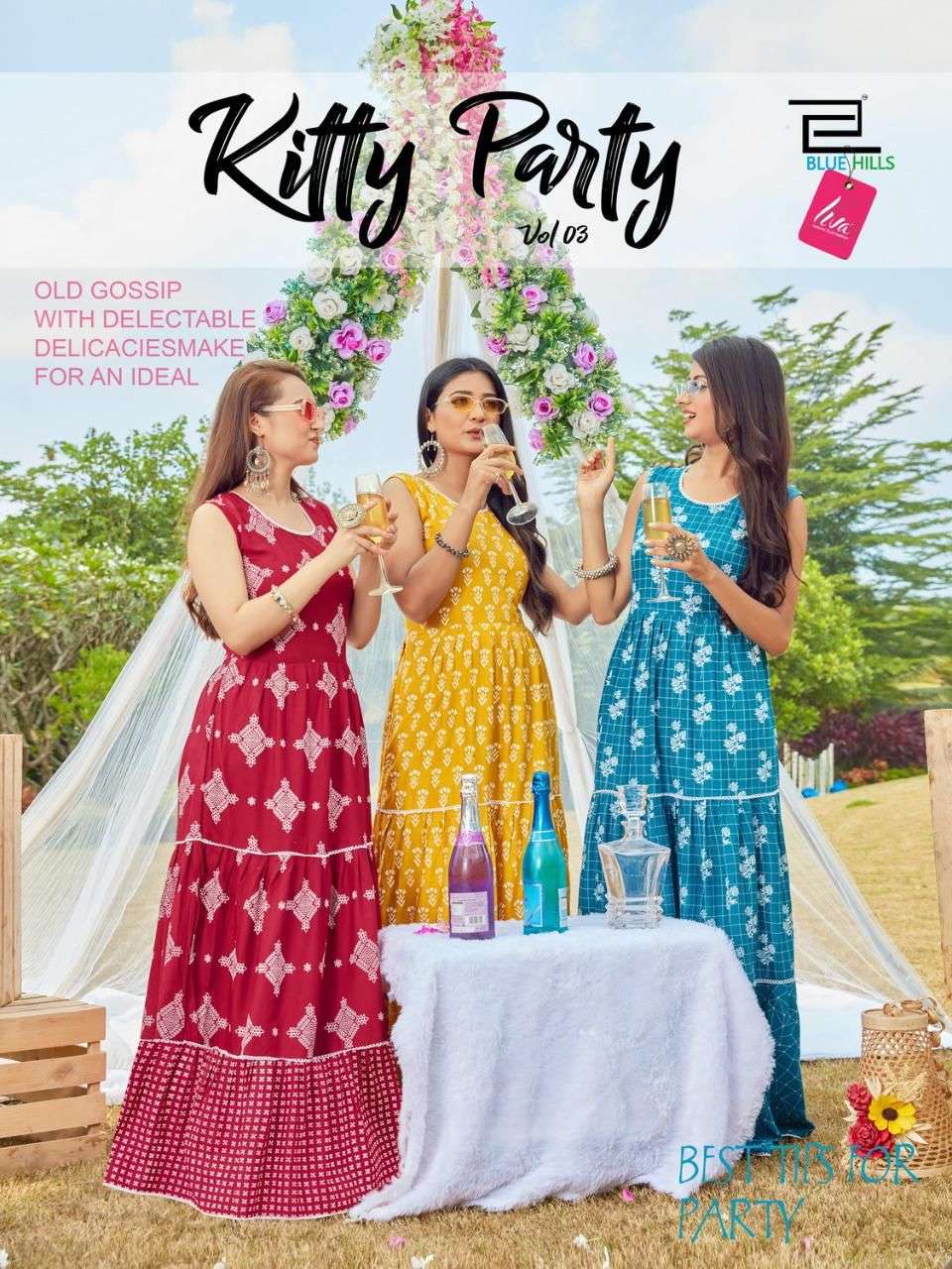 blue hills kitty party vol 3 long gown style rayon kurtis wholesaler 