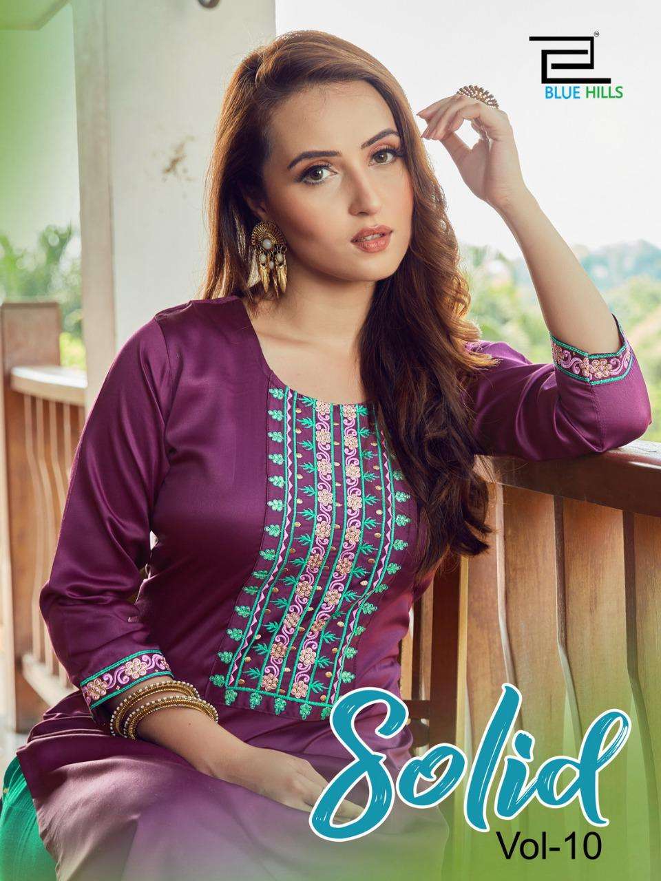 blue hills solid vol 10 jam satin ladies big sizes kurti