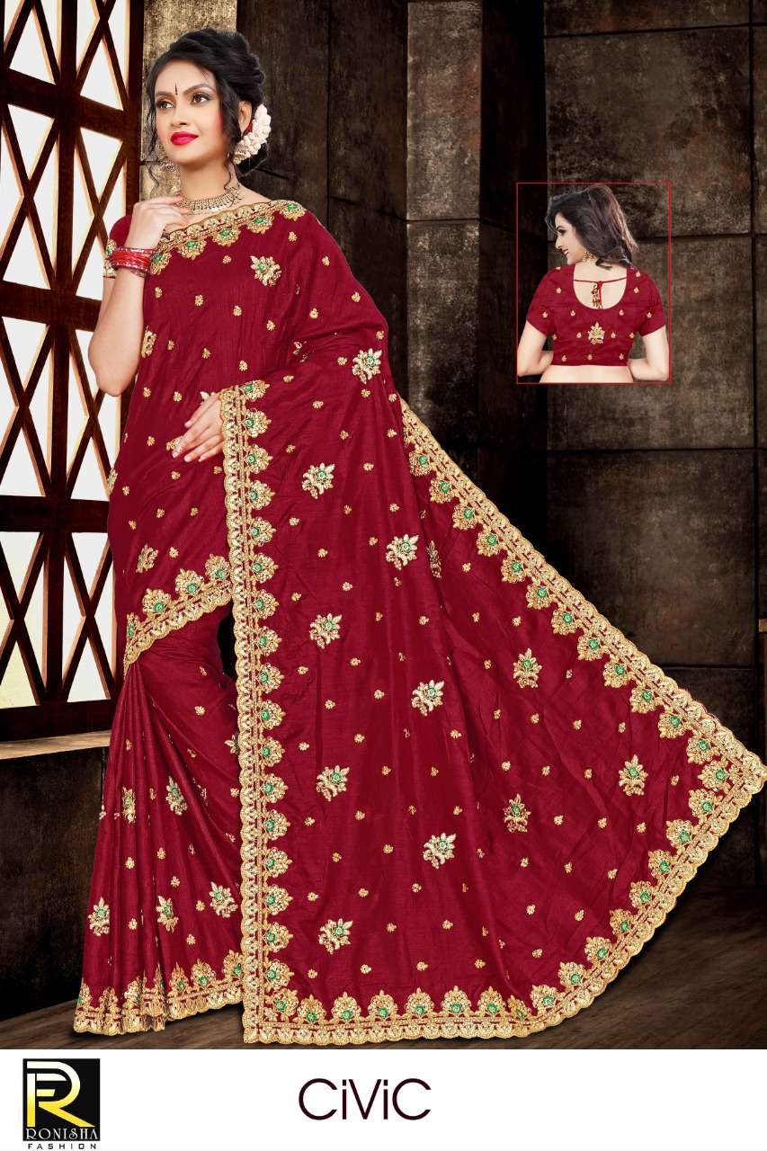 Civic by ranjna saree embroidery worked heavy Diamond saree collecton 