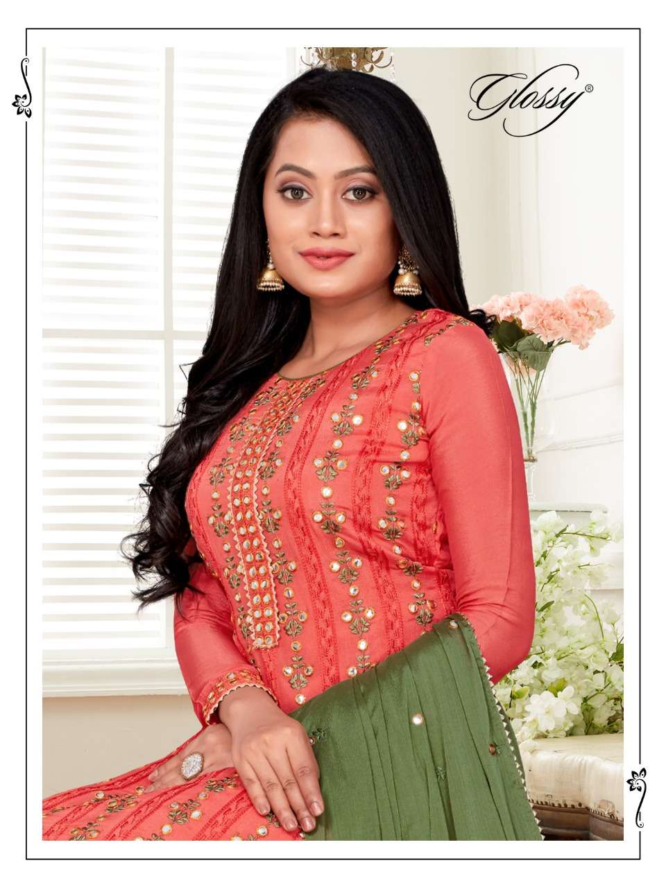 glossy jhullan sharara pattern salwar suits design supplier 