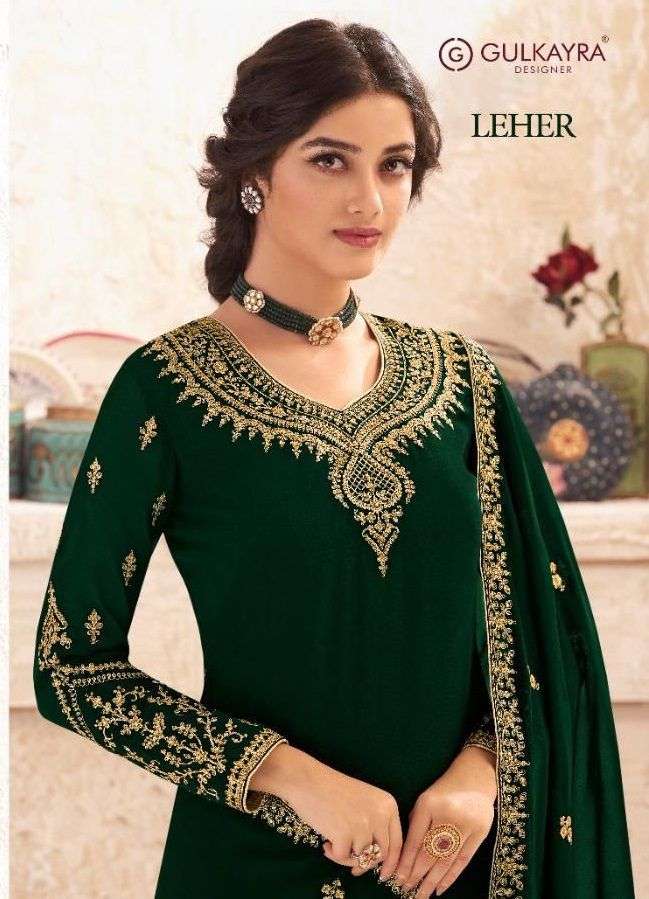 gulkayra designer leher series 7011 to 7014 plazzo style ladies dresses wholesaler