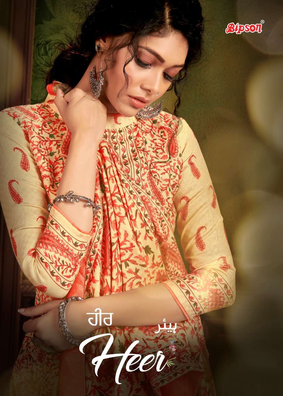 heer 1174-1177 series by bipson pashmina digital printed dress materials