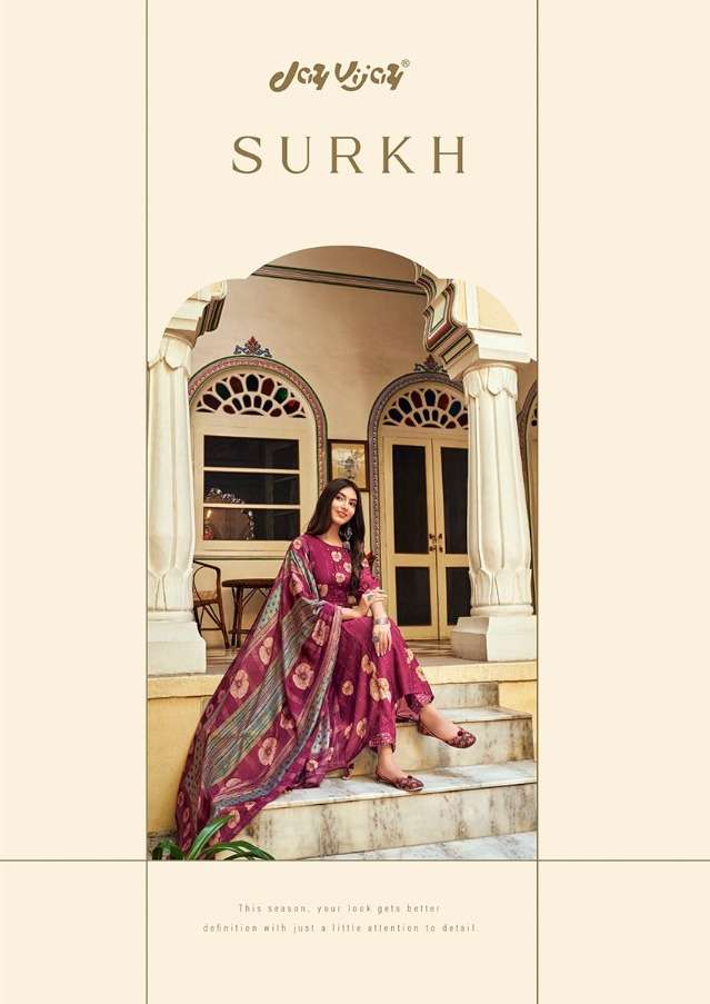 jay vijay surkh bemberg silk embroidery salwar kameez