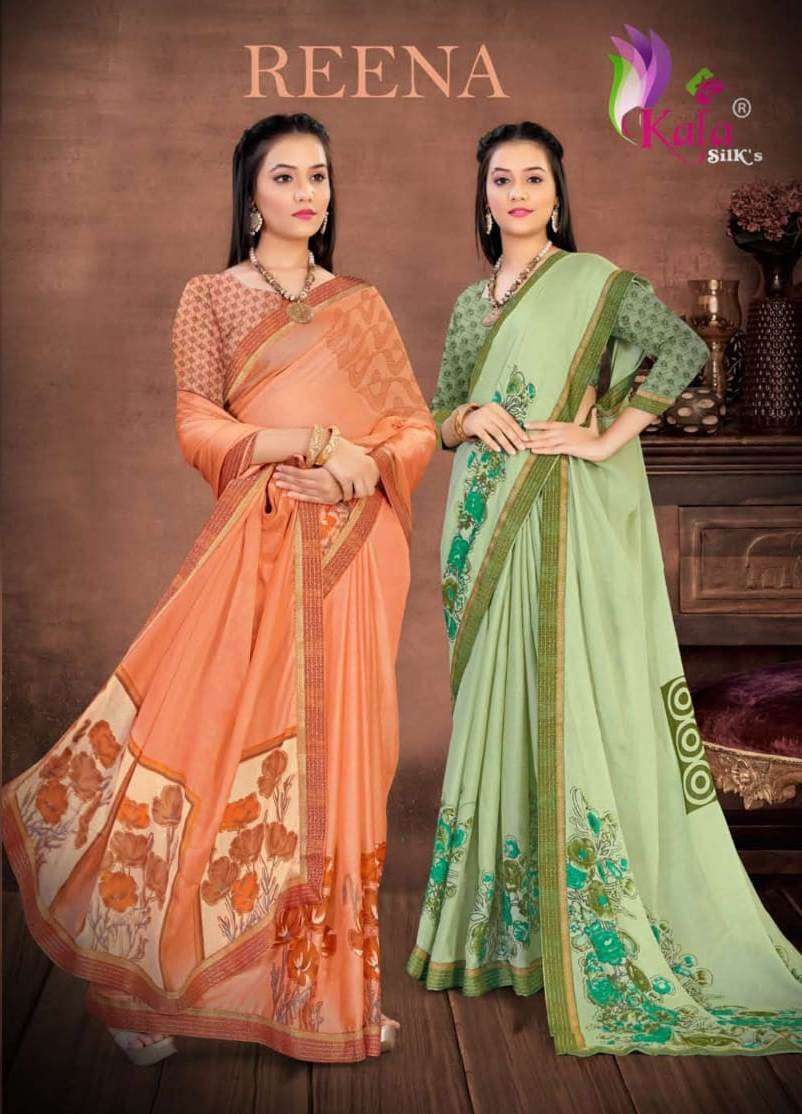 kala silk launch reena moss chiffon fancy saree wholesaler