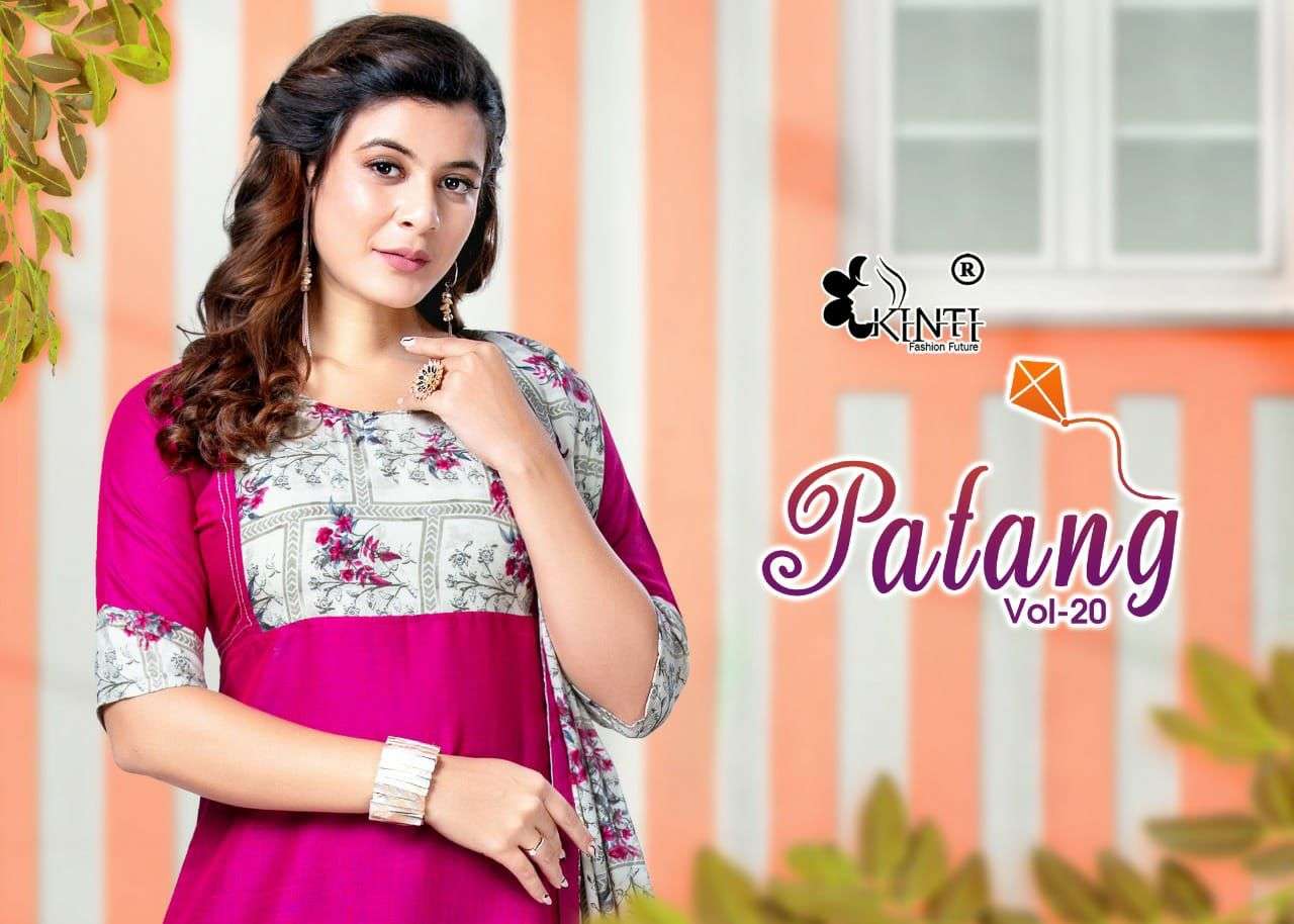 kinti patang 20 fancy readymade rayon kurti with dupatta wholesaler