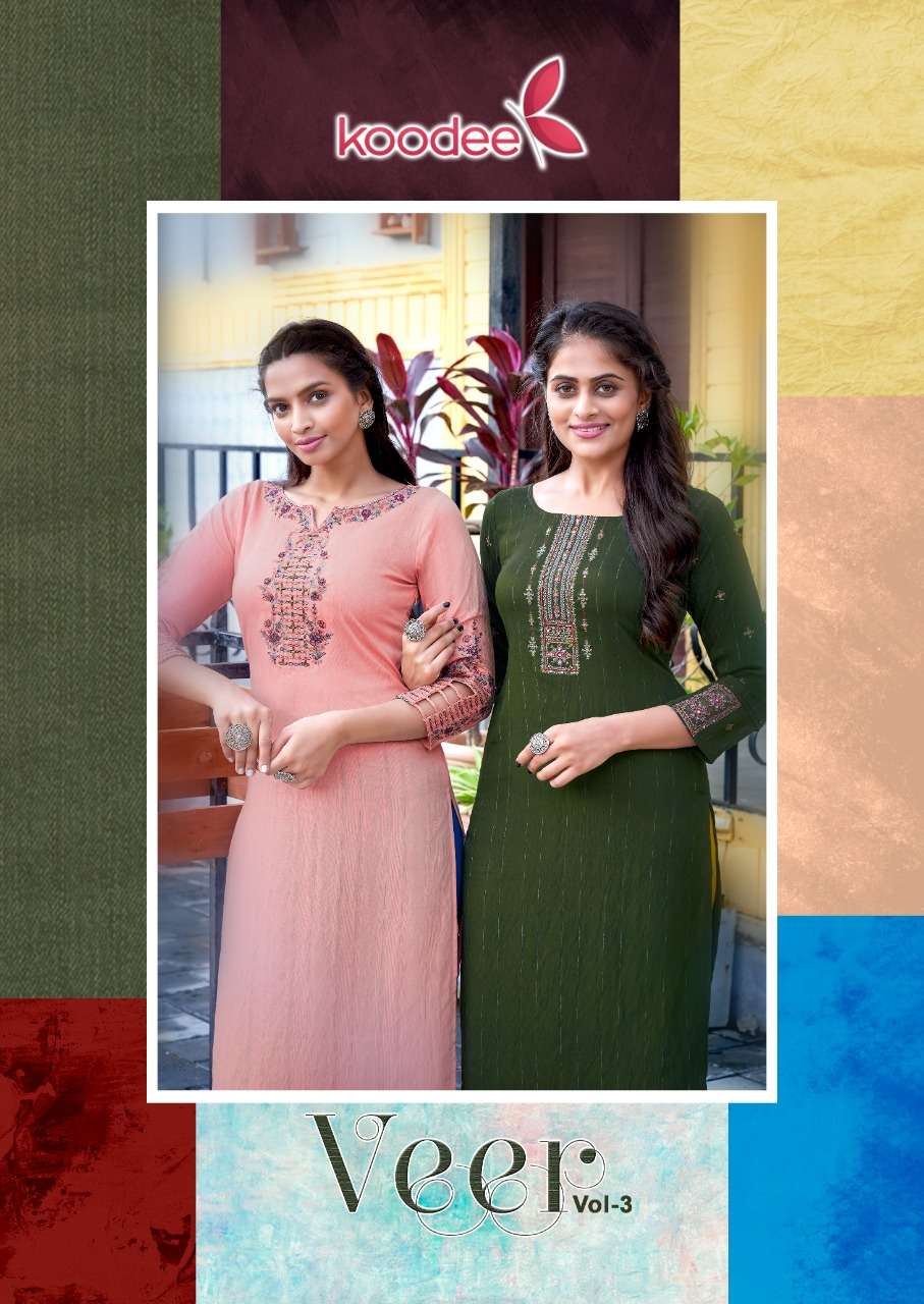koodee veer vol 3 straight viscose silk designer kurtis