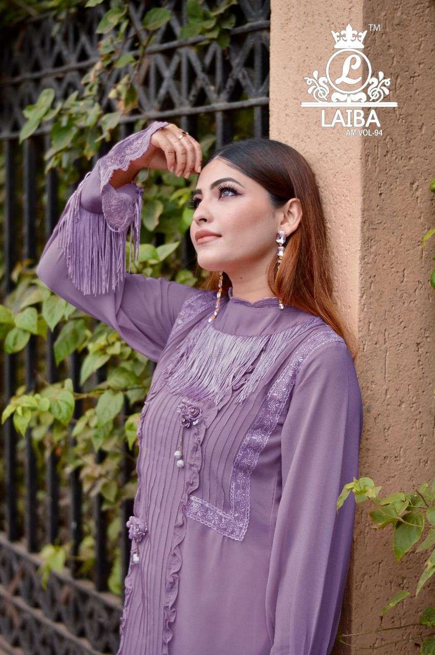 laiba am vol 94 designer luxury tunic with beautiful classy 3d flower work