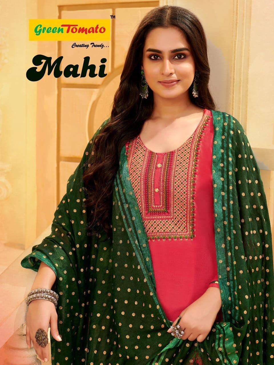 MAHI BY GREEN TOMATO HEAVY RAYON 3PCS READYMADE PATIYALA SUIT CATALOG