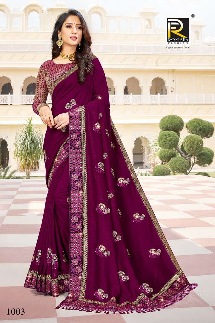 Malhar by ranjna saree fancy thread worked with diamond exclusive saree beautiful collection 