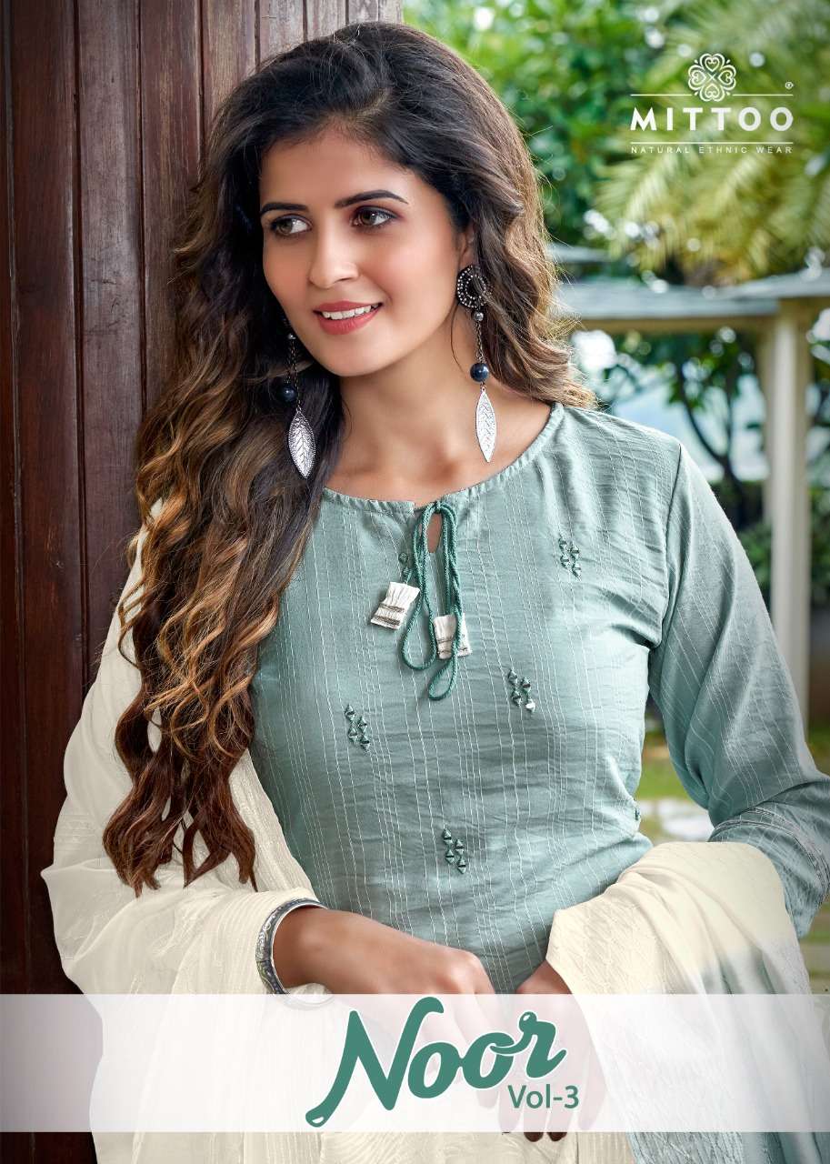 mittoo noor vol 3 top with plazzo and dupatta set 