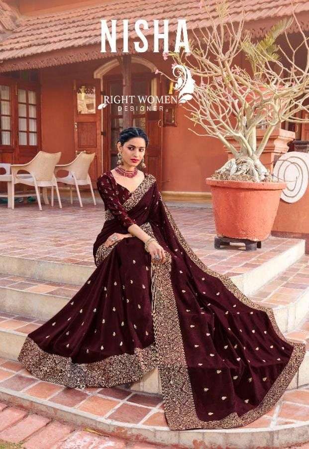 nisha by right women vichitra silk fancy sarees