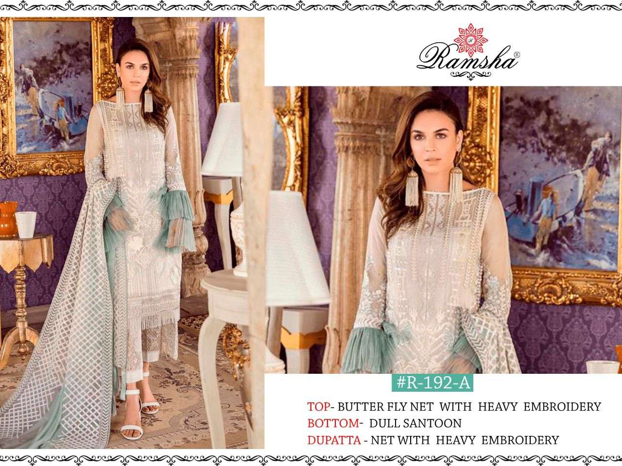 ramsha 192 nx net embroidery pakistani dresses supplier 