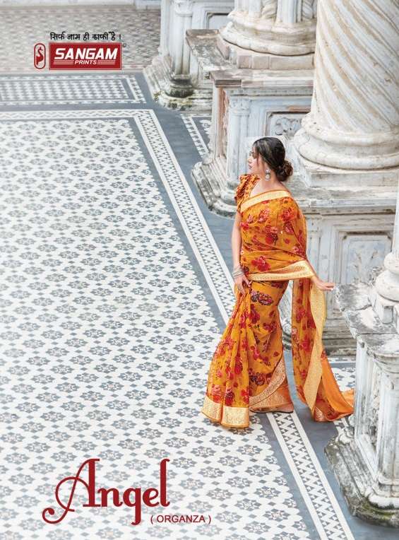 sangam prints angel organza digital printed saris wholesaler
