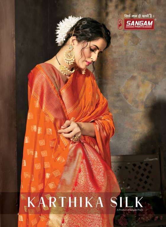 sangam prints karthika silk weaving fancy banarasi silk saris wholesaler